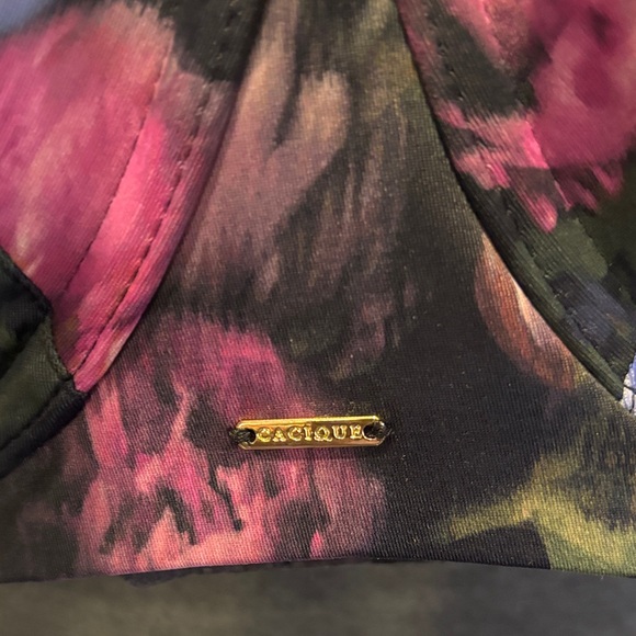 Cacique Floral Print Bra - Black and Purple - Picture 3 of 4